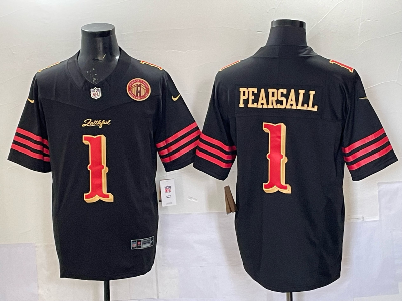 Men San Francisco 49ers 1 Pearsall black Limited Nike NFL 2025 Jersey 0011